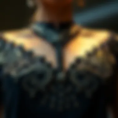 Close-up of intricate design details on a Sultan boutique dress