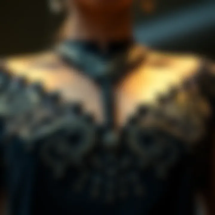 Close-up of intricate design details on a Sultan boutique dress