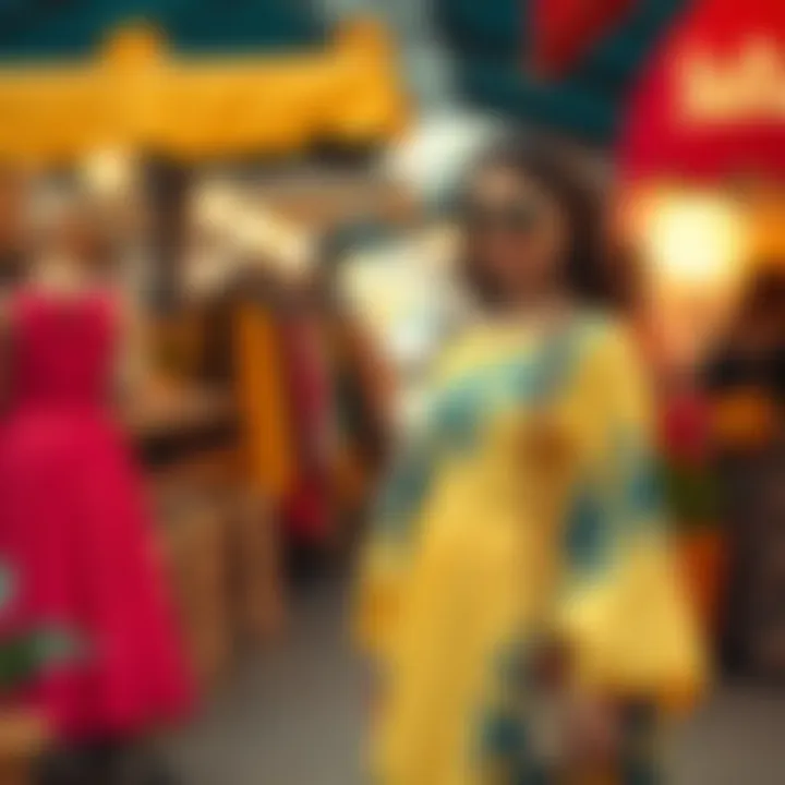 Stylish ensemble featuring a Sultan boutique dress in a vibrant setting