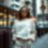 Urban Chic Sweat Ensemble A stylish woman wearing a trendy sweat outfit in a modern urban setting
