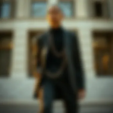 Elegant tailored suit with chains for a modern look