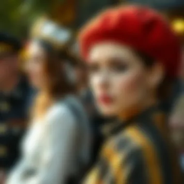 An artistic representation of berets in cultural history