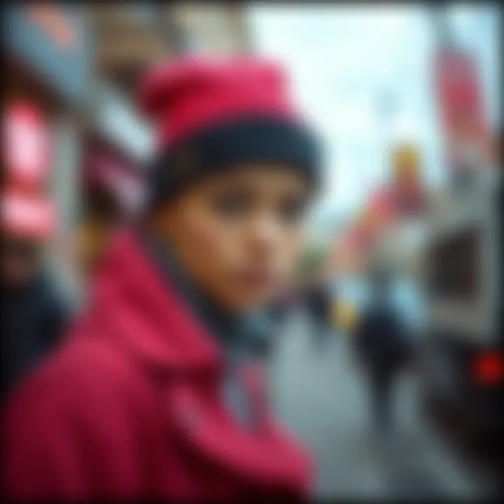 A modern street style look featuring a beanie