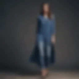 Chic outfit featuring loose denim trousers paired with a stylish long tunic.