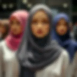 Elegant hijab styles displayed on a mannequin.