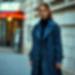 Elegant long denim coat