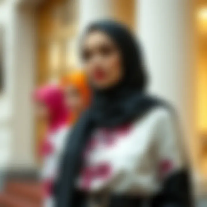 Modern Cuts in Hijab Fashion Elegant hijab fashion ensemble featuring modern cuts and vibrant colors