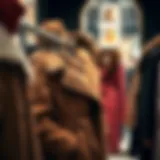 Elegant winter coat selection in a boutique