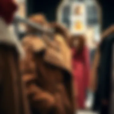 Elegant winter coat selection in a boutique