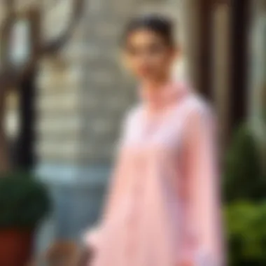 Chic layering of powder pink tunic for a seasonal look