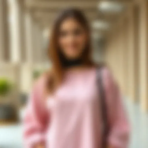 Elegant powder pink tunic outfit with accessories