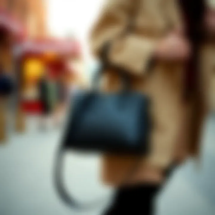 Trendy black handbag paired with modern outfits