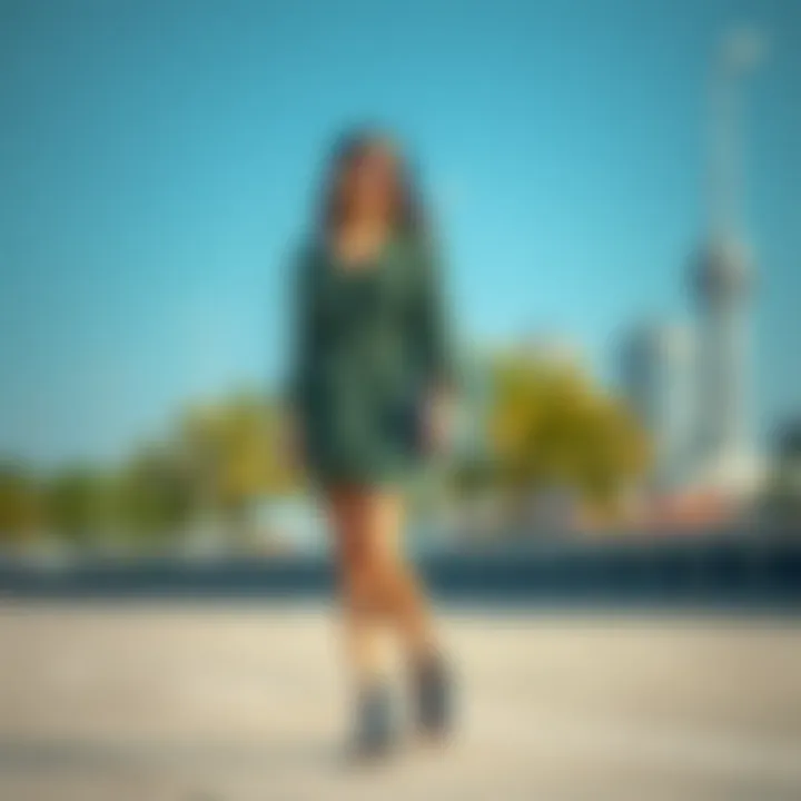 Trendy cargo dress with modern accessories