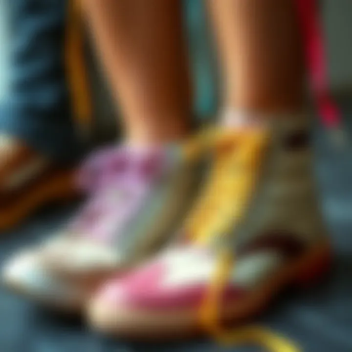 Trendy Footwear Combinations with Colorful Laces Trendy combinations of colorful laces with different footwear