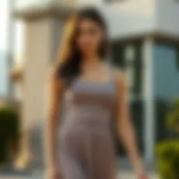 Chic knit bustier paired with a flowy skirt