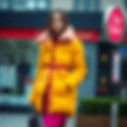 Stylish Tuğba puffer coat in a vibrant color
