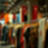 A vibrant display of clothing racks showcasing the latest fashion trends in Turkey