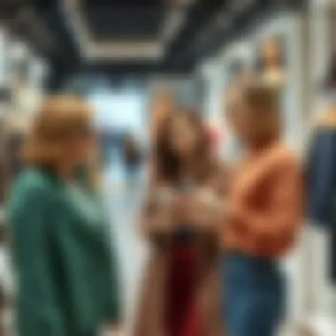 Personal Styling Tips in Turkish Clothing Shops A fashion consultant sharing styling tips with a client in a Turkish store