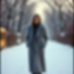 Luxurious long coat in winter scenery