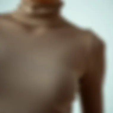 Close-up of fabric texture of a turtleneck bodysuit