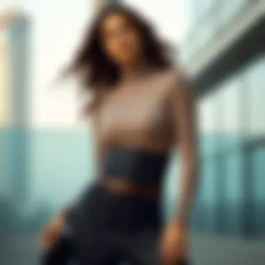 Fashionable outfit featuring a long-sleeved bodysuit