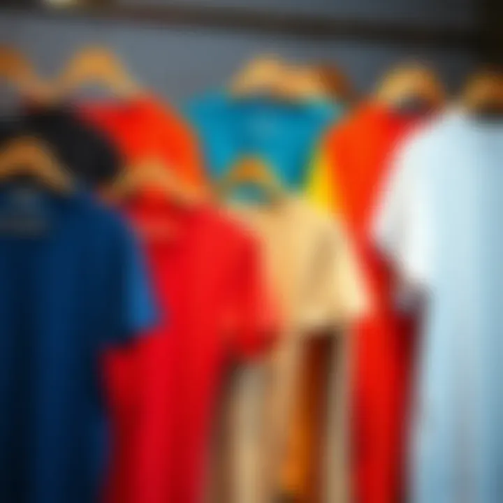 Different color options for V-neck t-shirts displayed