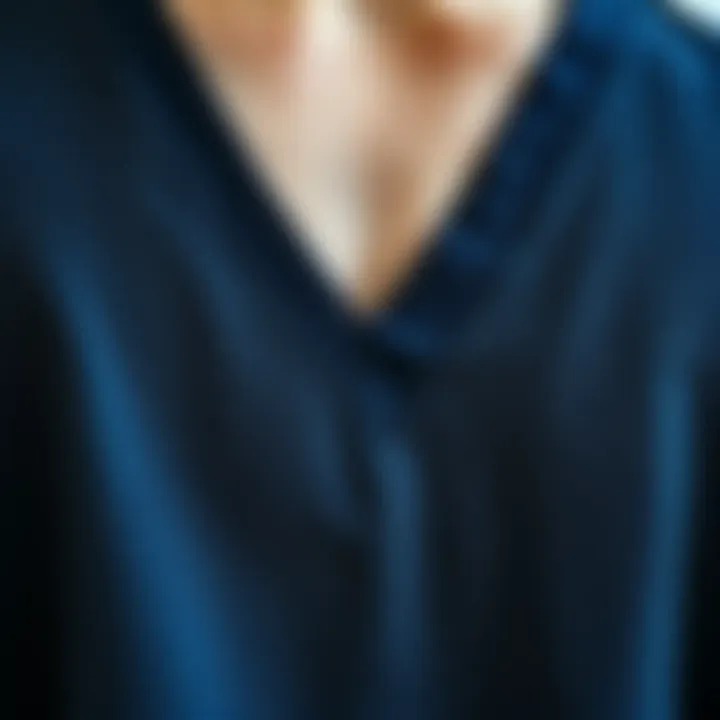Close-up of fabric texture used in V-neck shirts