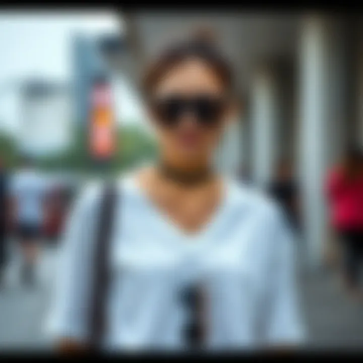 V-neck t-shirt paired with trendy accessories