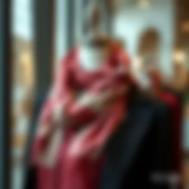 Vual scarf paired with an elegant outfit on a mannequin