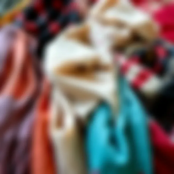 Different styles of vual scarves arranged artistically