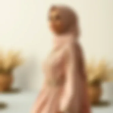 Elegant hijab evening dress in pastel tones