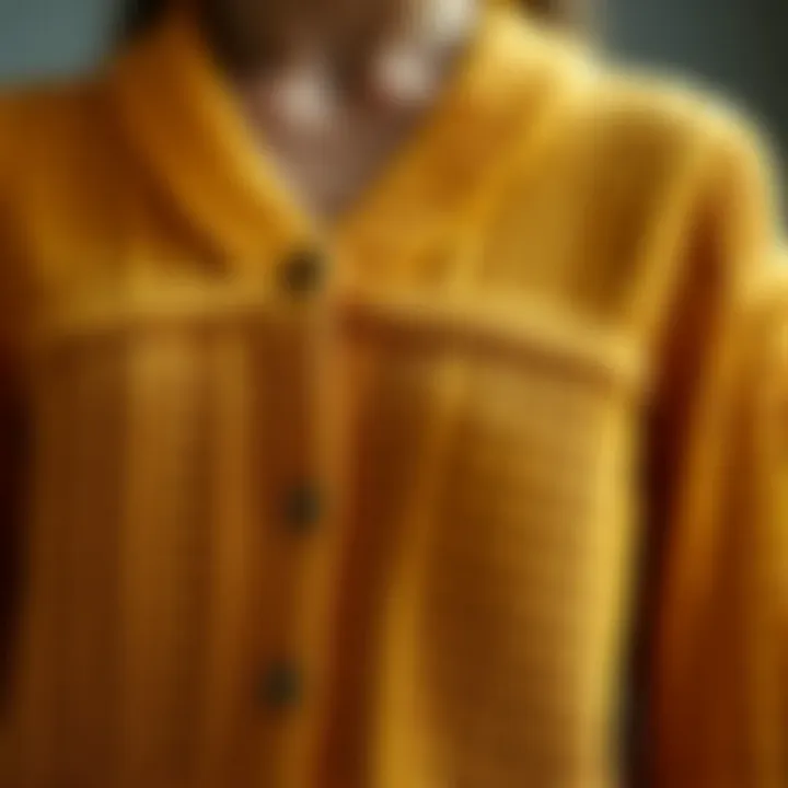 Close-up of intricate knit patterns on a summer cardigan