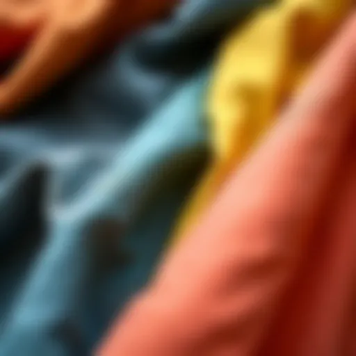 Fabric swatches for summer trousers in various colors and textures