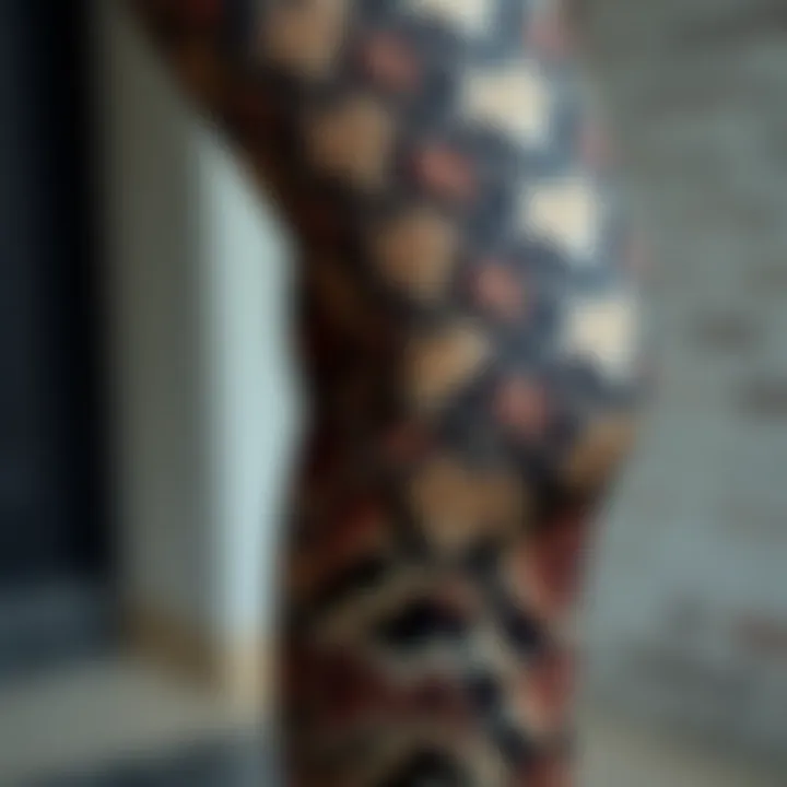 Close-up of the intricate snake pattern on leggings