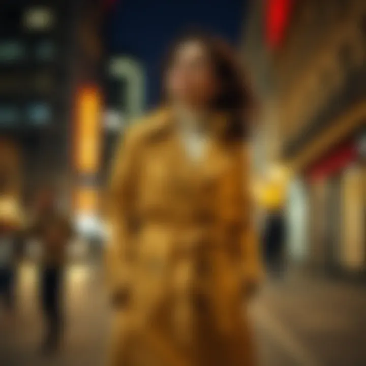 Trench Chic: A Modern Interpretation Chic trench coat with a modern twist showcased in an urban setting